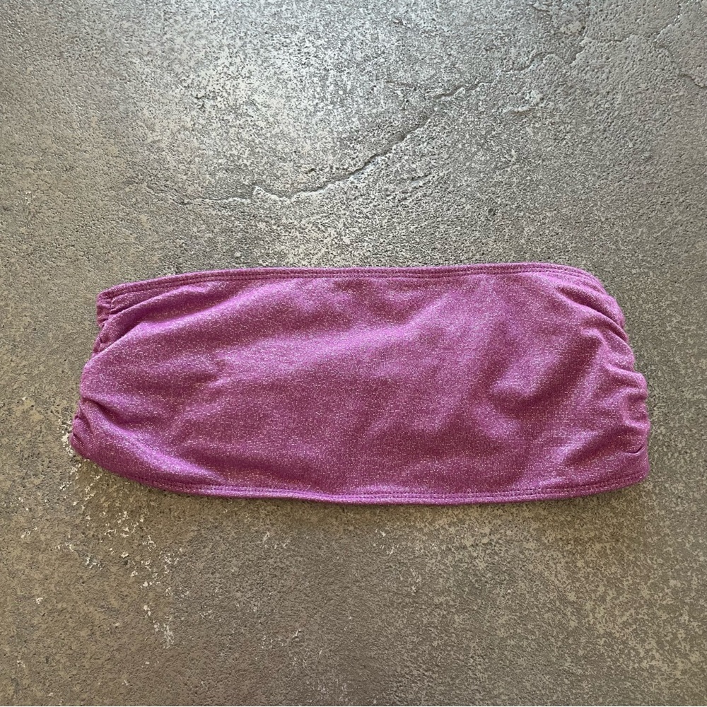 Purple Sparkle Strapless Bandeau Crop Top M/L